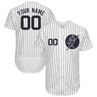 Yankees White Men's Customized Flexbase New Design Jersey