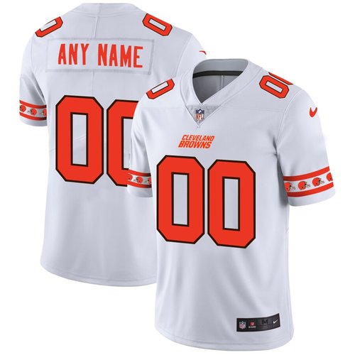 Men's Cleveland Browns Custom Nike White Team Logo Vapor Limited NFL Jersey