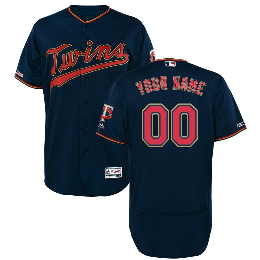 Men's Minnesota Twins Majestic Navy Alternate Authentic Collection Flex Base Custom Jersey