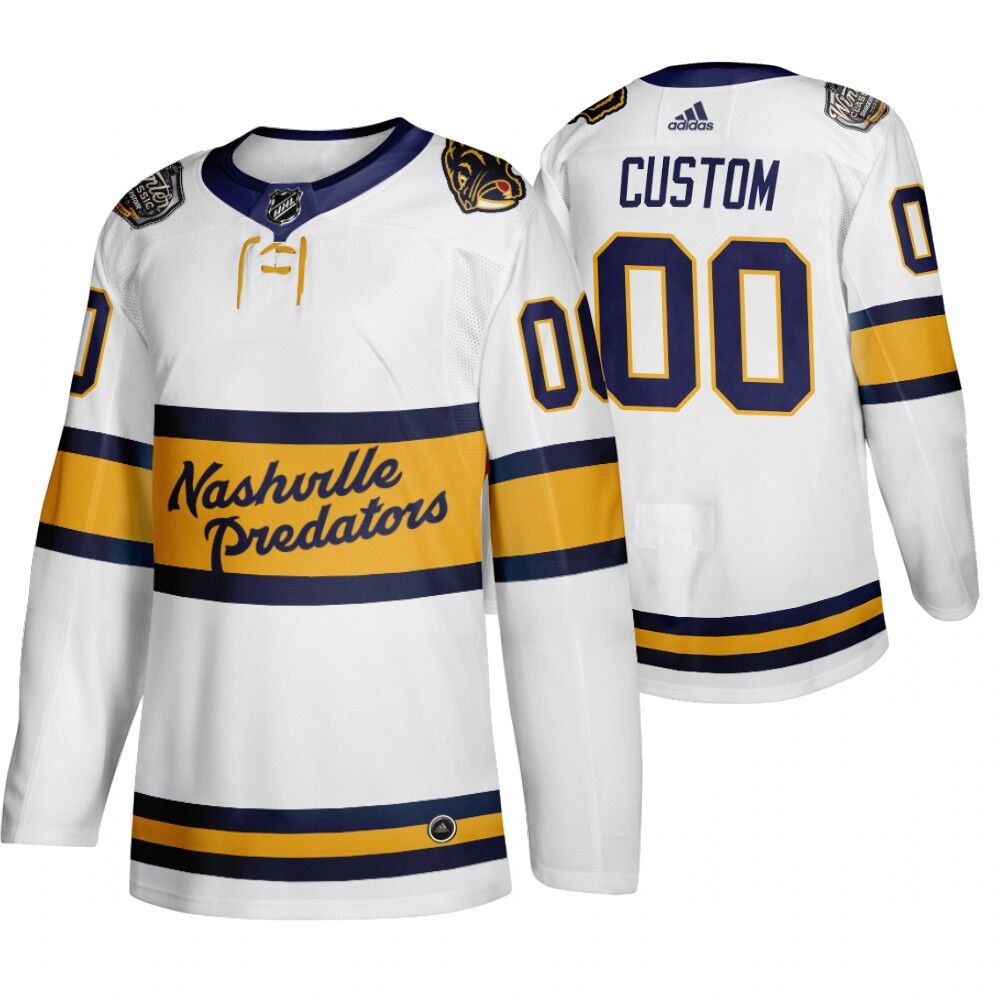 Men's Nashville Predators Customized White 2020 Winter Classic Adidas Jersey