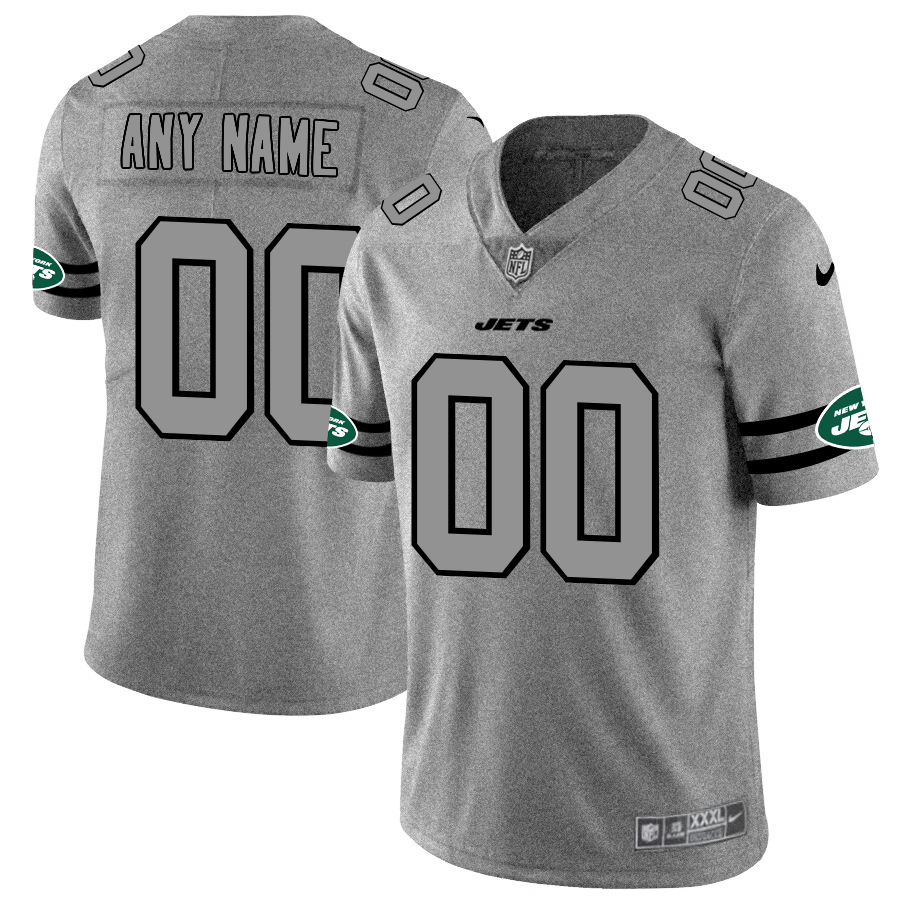 Nike Jets Customized 2019 Gray Gridiron Gray Vapor Untouchable Limited Jersey