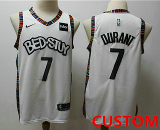 Men's Brooklyn Nets Custom new white 2020 city edition nba swingman jersey with the sponsor logo