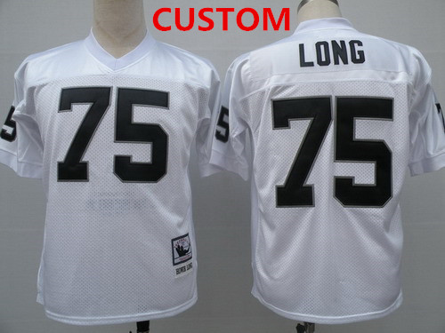 Men's Oakland Raiders Custom White Throwback Jersey