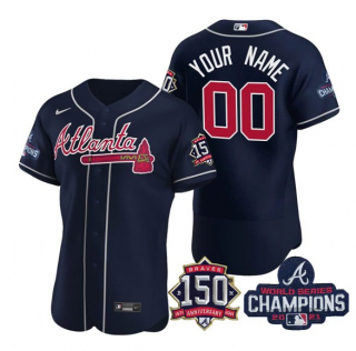 Men's Navy Atlanta Braves ACTIVE PLAYER Custom 2021 World Series Champions With 150th Anniversary Flex Base Stitched Jersey