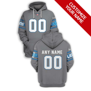 Men's Detroit Lions Active Player Grey Custom 2021 Pullover Hoodie