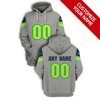 Men's Seattle Seahawks Active Player Grey Custom 2021 Pullover Hoodie