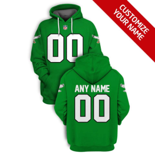 Men's Philadelphia Eagles Active Player Green Custom 2021 Pullover Hoodie