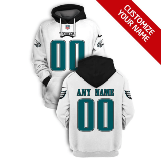 Men's Philadelphia Eagles Active Player White Custom 2021 Pullover Hoodie