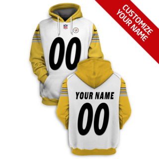 Men's Pittsburgh Steelers Active Player White Custom 2021 Pullover Hoodie