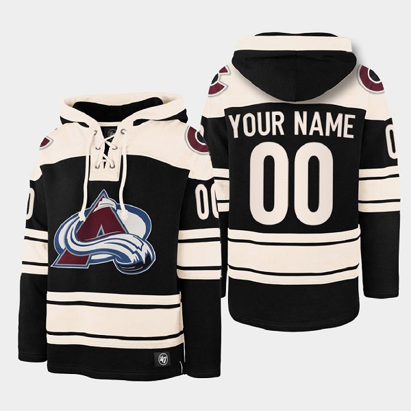 Men's Colorado Avalanche Active Player Custom Black All Stitched Sweatshirt Hoodie