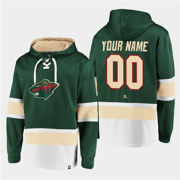 Men's Minnesota Wild Active Player Custom Green All Stitched Sweatshirt Hoodie