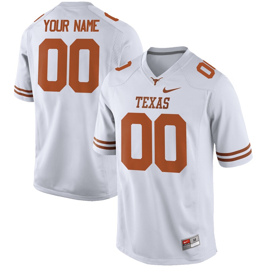 Mens Texas Longhorns Nike White Custom Replica Football Jersey