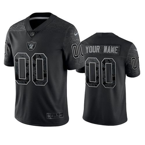 Men's Las Vegas Raiders Active Player Custom Black Reflective Limited Stitched Football Jersey