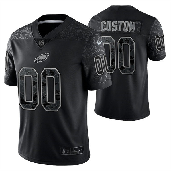 Men's Philadelphia Eagles Active Player Custom Black Reflective Limited Stitched Jersey