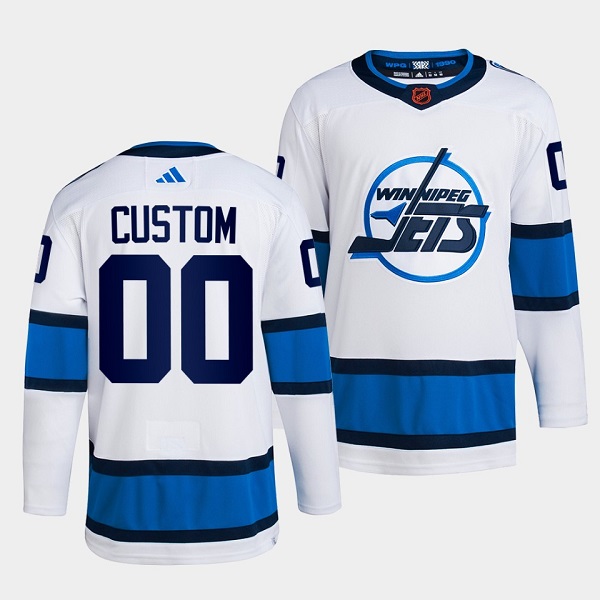 Men's Winnipeg Jets Custom White 2022 Reverse Retro Stitched Jersey