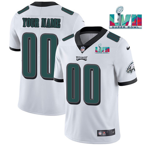 Men's Philadelphia Eagles ACTIVE PLAYER Custom White Super Bowl LVII Patch Vapor Untouchable Limited Stitched Jersey