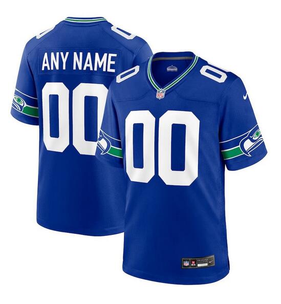 Men's Seattle Seahawks Active Player Custom Royal Throwback Football Stitched Game Jersey