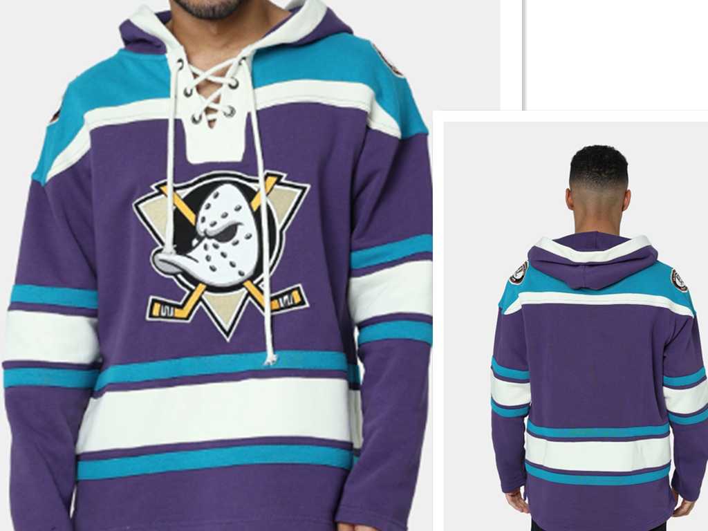 Anaheim Ducks Purple Men's Customized All Stitched Hooded Sweatshirt