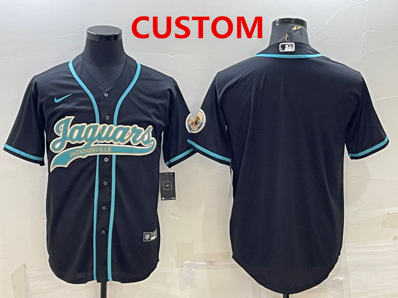 Men's Jacksonville Jaguars Custom Black With Patch Cool Base Stitched Baseball Jersey