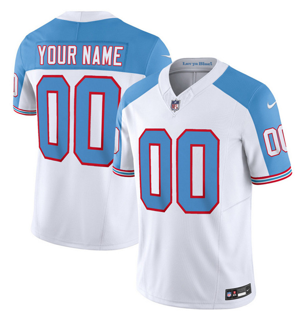 Men's Tennessee Titans Active Player Custom White Blue 2023 F.U.S.E. Vapor Limited Throwback Football Stitched Jersey