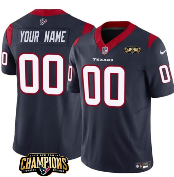 Men's Houston Texans Active Player Custom Navy 2023 F.U.S.E. AFC South Champions Patch Vapor Limited Football Stitched Jersey