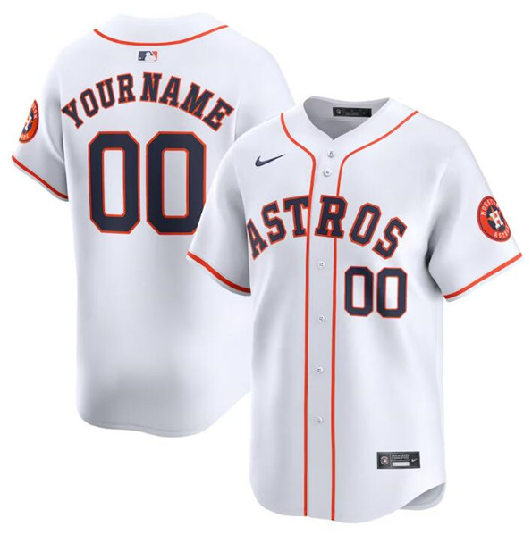 Men's Houston Astros Customized White 2024 Home Limited Stitched Baseball Jersey