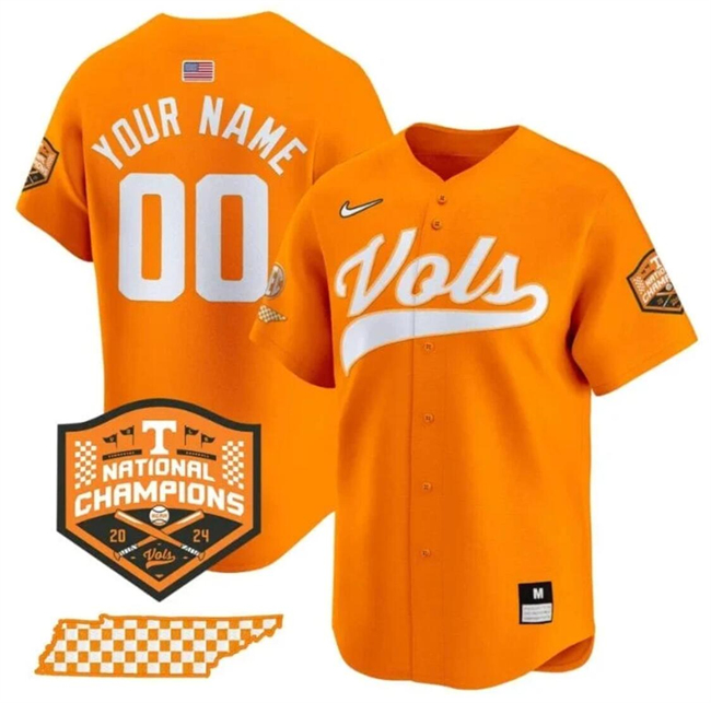 Men's Tennessee Volunteers Active Player Custom Orange 2024 Champions Vapor Limited Stitched Jersey