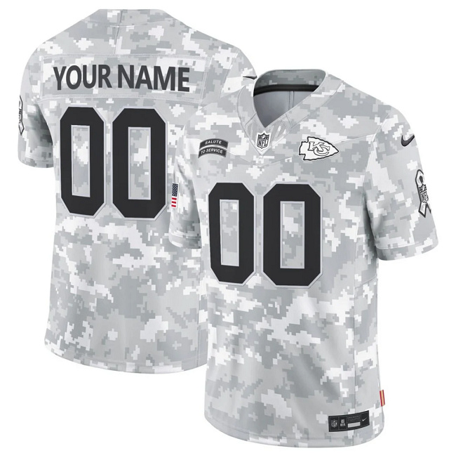 Men's Kansas City Chiefs Active Player Custom 2024 F.U.S.E Arctic Camo Salute To Service Limited Stitched Football Jersey