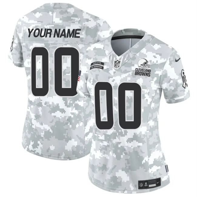 Women's Cleveland Browns Active Player Custom 2024 F.U.S.E Arctic Camo Salute To Service Limited Stitched Jersey(Run Small)