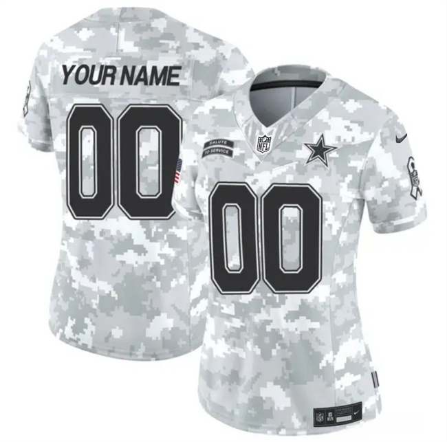 Women's Dallas Cowboys Active Player Custom 2024 F.U.S.E Arctic Camo Salute To Service Limited Stitched Football Jersey(Run Small)