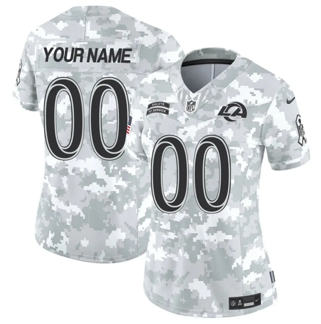 Women's Los Angeles Rams Active Player Custom 2024 F.U.S.E Arctic Camo Salute To Service Limited Stitched Football Jersey(Run Small)