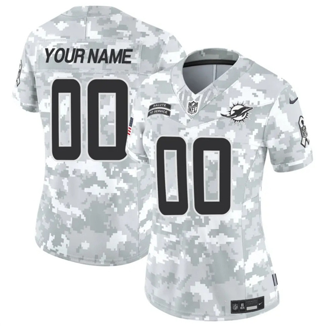 Women's Miami Dolphins Active Player Custom 2024 F.U.S.E Arctic Camo Salute To Service Limited Stitched Football Jersey(Run Small)