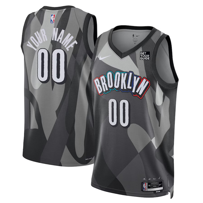 Men's Brooklyn Nets Active Player Custom Gray 2024-25 City Edition Stitched Basketball Jersey