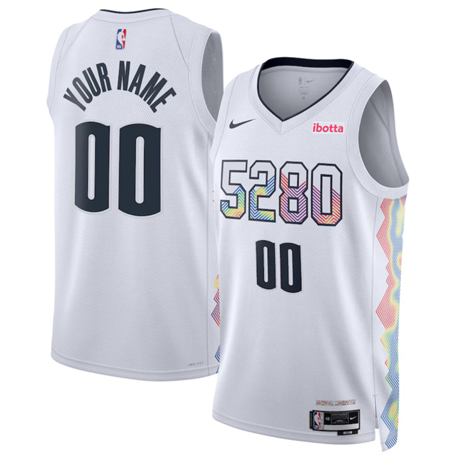 Men's Denver Nuggets Active Player Custom White 2024-25 City Edition Stitched Basketball Jersey