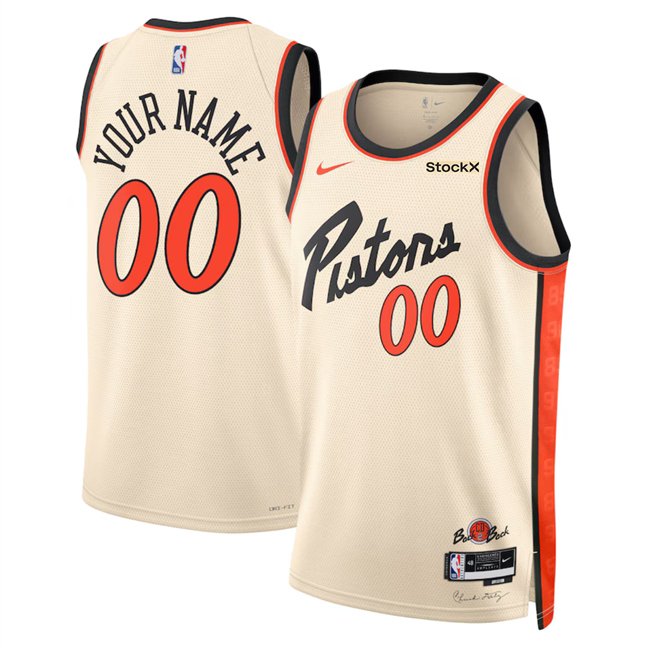 Men's Detroit Pistons Active Player Custom Cream 2024-25 City Edition Stitched Basketball Jersey