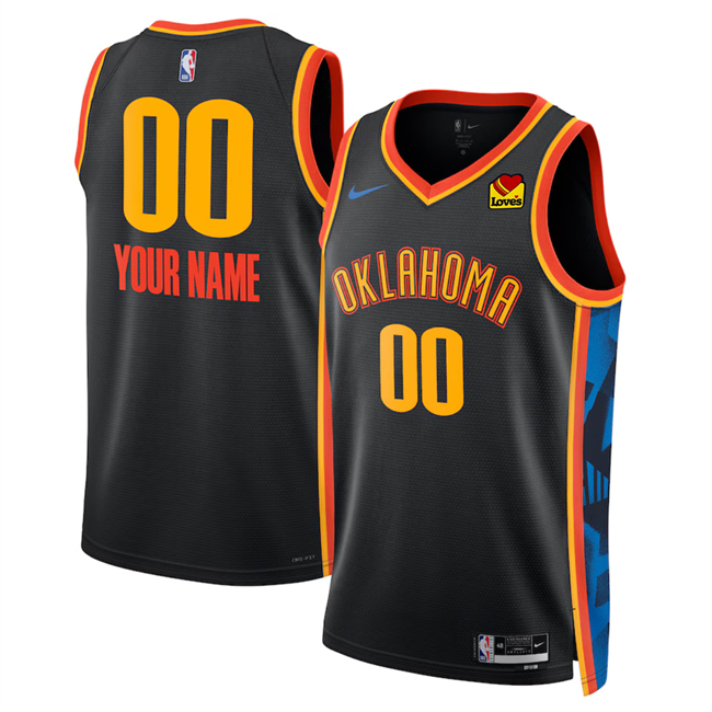 Men's Oklahoma City Thunder Active Player Custom Black 2024-25 City Edition Stitched Basketball Jersey