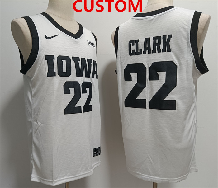 Men's Iowa Hawkeyes Custom White Stitched Jersey_