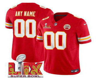 Men's Kansas City Chiefs Customized Red 2025 Super Bowl LIX FUSE Vapor Limited Jersey