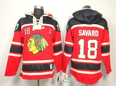 Old Time Hockey Chicago Blackhawks #18 Denis Savard Red Hoodie