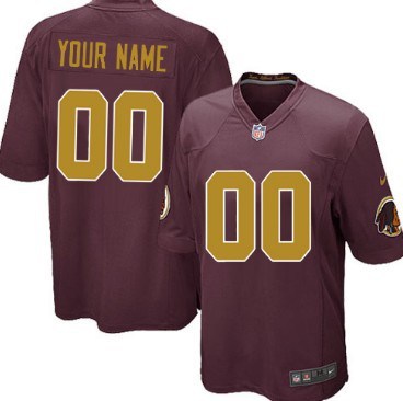 Youth Nike Washington Redskins Customized Red With Gold Game Jersey