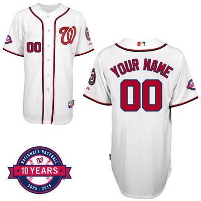 Youth Washington Nationals Personalized Home Jersey With Commemorative 10th Anniversary Patch