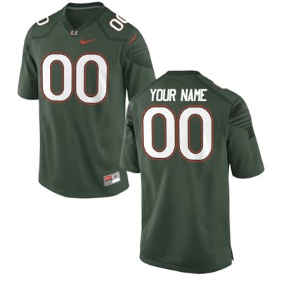 Mens Miami Hurricanes Nike Alternate Custom Game Jersey - 2015 Green