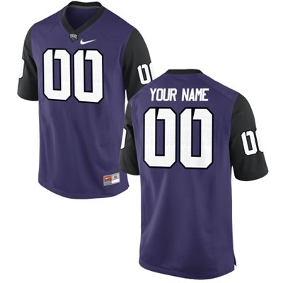 Mens TCU Horned Frogs Custom Replica Football Jersey - 2015 Purple