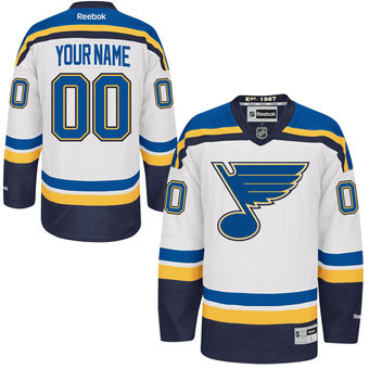 Youth St. Louis Blues Reebok White Premier Away Custom Jersey