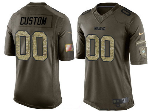 Men's Green Bay Packers Custom Olive Camo Salute To Service Veterans Day NFL Nike Limited Jersey