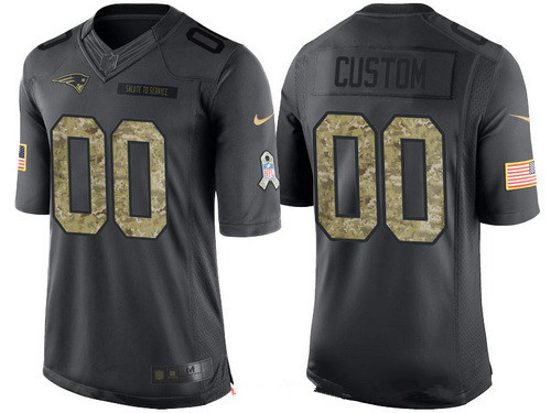 Men's New England Patriots Custom Anthracite Camo 2016 Salute To Service Veterans Day NFL Nike Limited Jersey