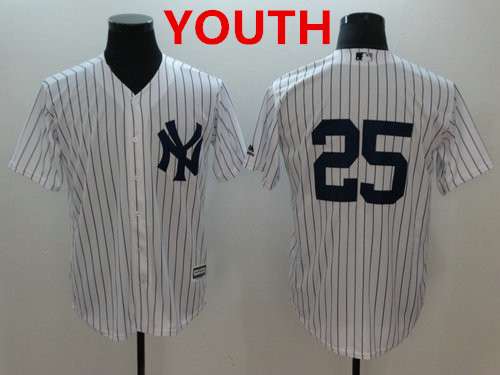 Youth New York Yankees #25 Gleyber Torres White Cool Base Jersey