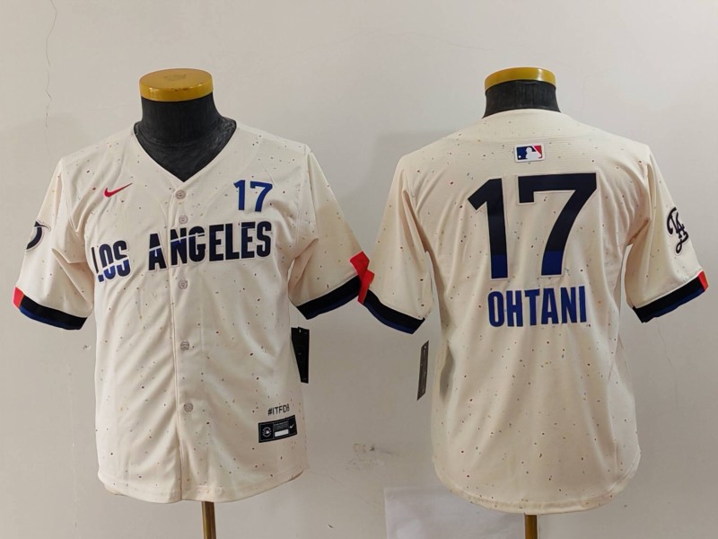 Youth Los Angeles Dodgers #17 Shohei Ohtani Cream 2024 City Connect Limited Jersey