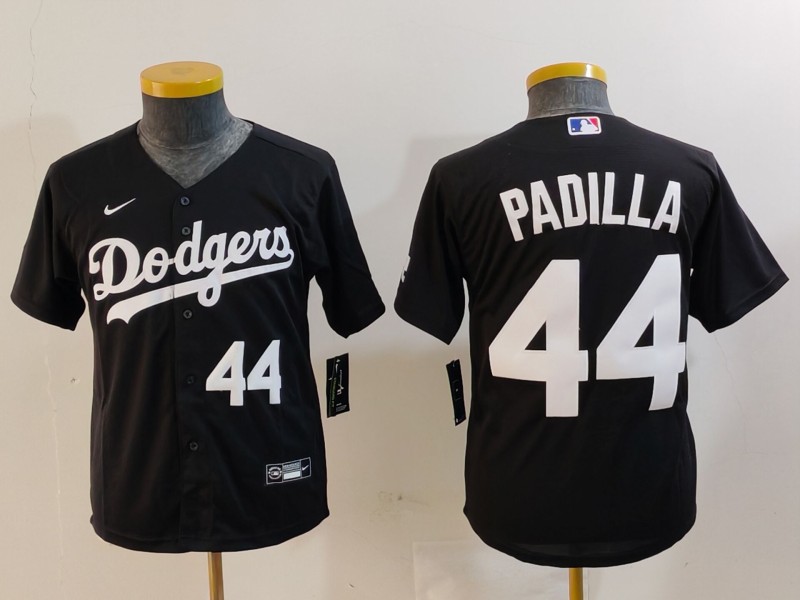 Youth Los Angeles Dodgers #44 Vicente Padilla Number Black Cool Base Stitched Jerseys