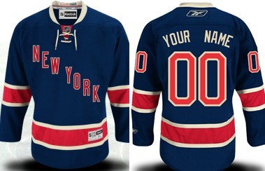 New York Rangers Mens Customized Navy Blue Third Jersey